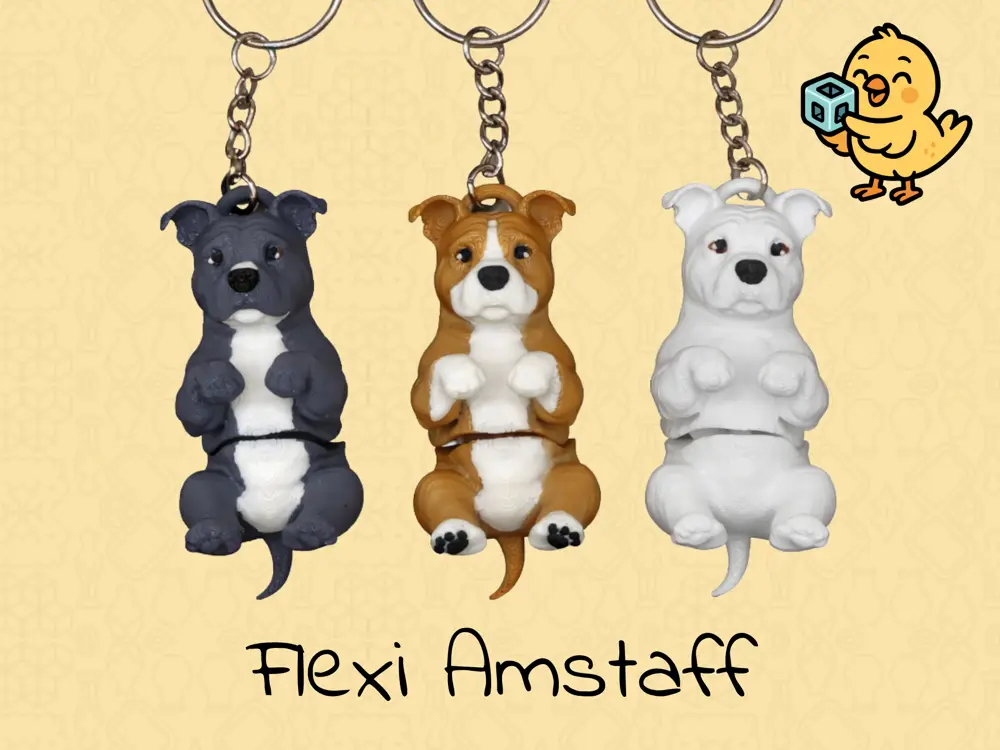 Amstaff Keychain – Articulated Flexi Cute Dog Toy