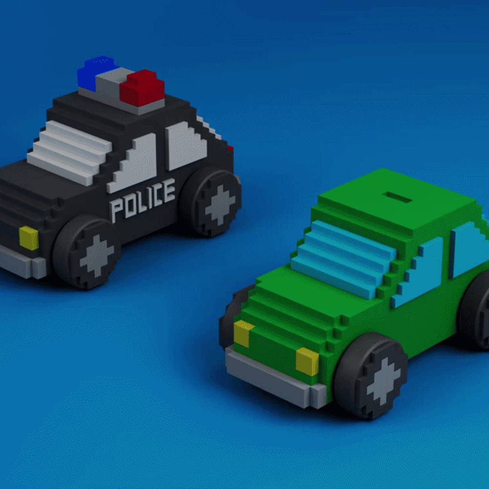 Pixel Modular Toy Car Set | 8-Bit Voxel Collection