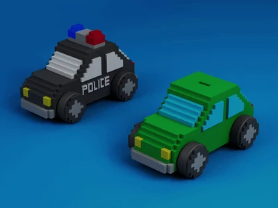 Pixel Modular Toy Car Set | 8-Bit Voxel Collection