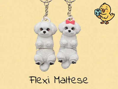 Maltese Keychain – Articulated Flexi Cute Toy Dog