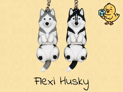 Syberian Husky Keychain – Articulated Flexi Cute Toy Dog