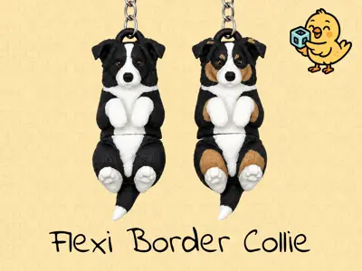 Border Collie Keychain – Articulated Flexi Toy Dog