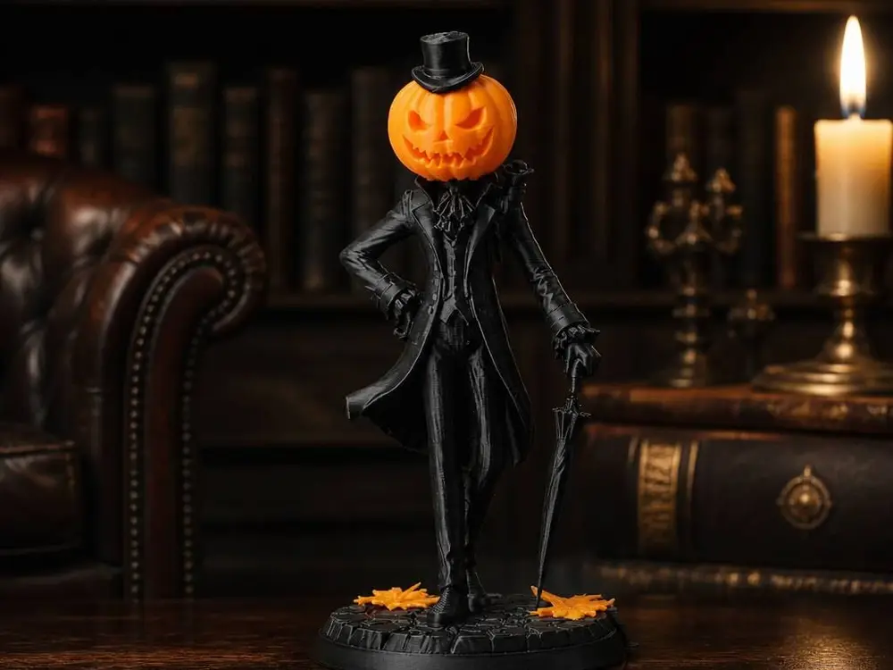 Pumpkin Gentleman Figurine - Spooky, Elegant Decor