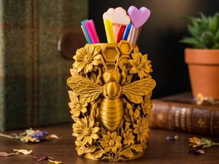 bee & Floral Pen Holder