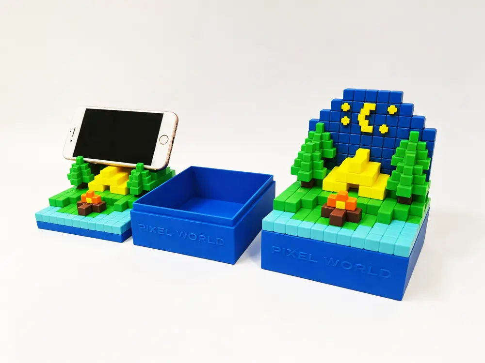 Pixel camping park phone holder storage box像素露营公园手机支架收纳盒