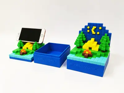 Pixel camping park phone holder storage box像素露营公园手机支架收纳盒