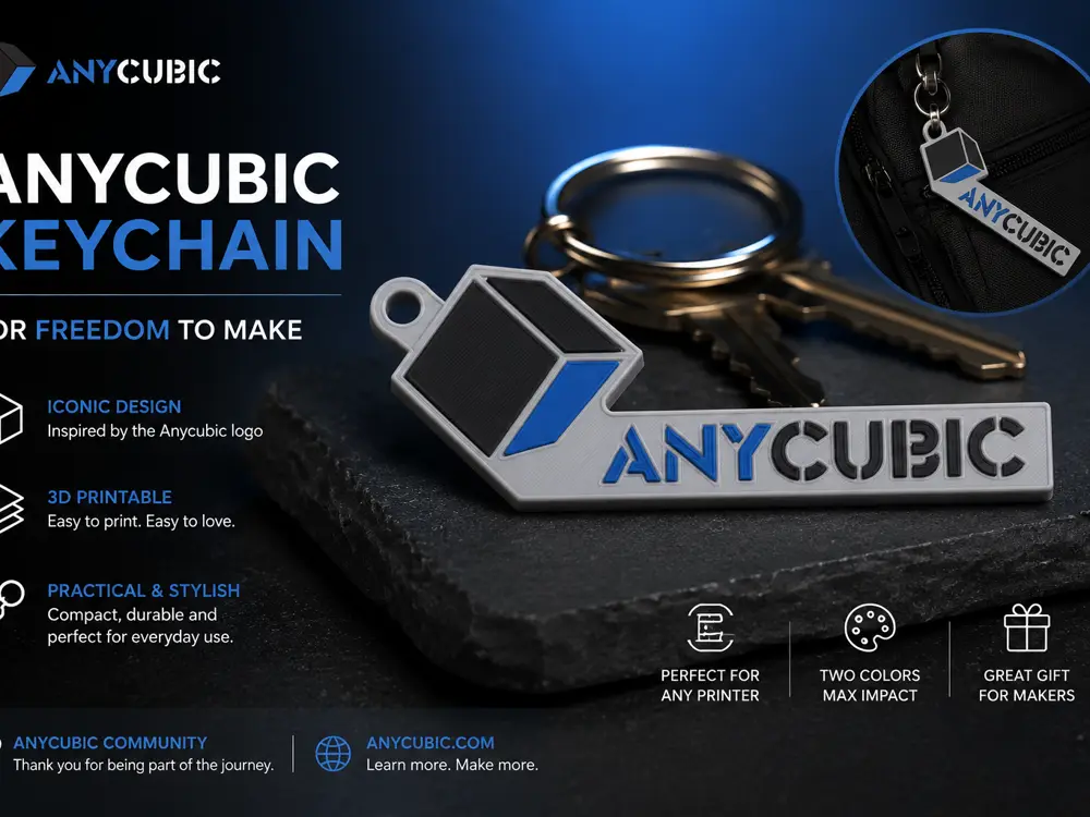 ANYCUBIC Keychain – 3D Printable Logo Keyring
