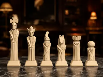 Long Minimalist Chess Set
