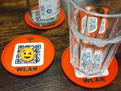 Coasters with QR-Code to guest WIFI