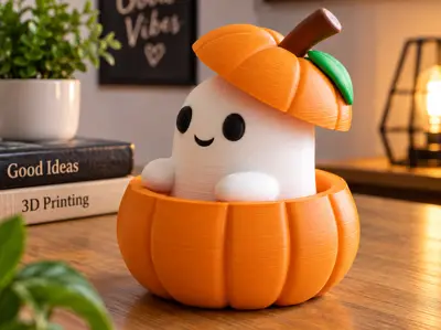 Pumpkin Ghost Desk Buddy