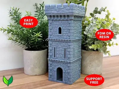 Castle Dice Tower – Support Free Easy Print