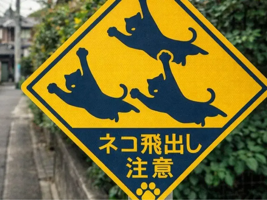 Japanese Cat Alert Sign