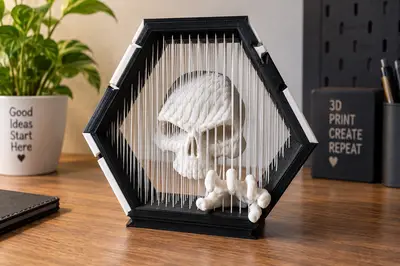 skull suspended