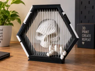 skull suspended