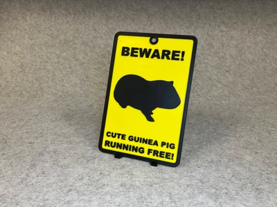 Decorative warning sign cute guinnea pig pet