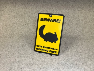 Decorative warning sign cute chinchilla pet