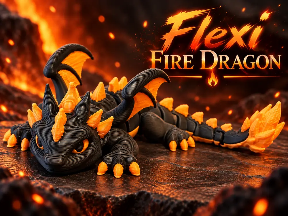 Flexi Fire dragon, Articulated cute mythical creature