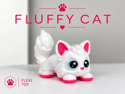 Fluffy cat-cat flexi toy articulated cat