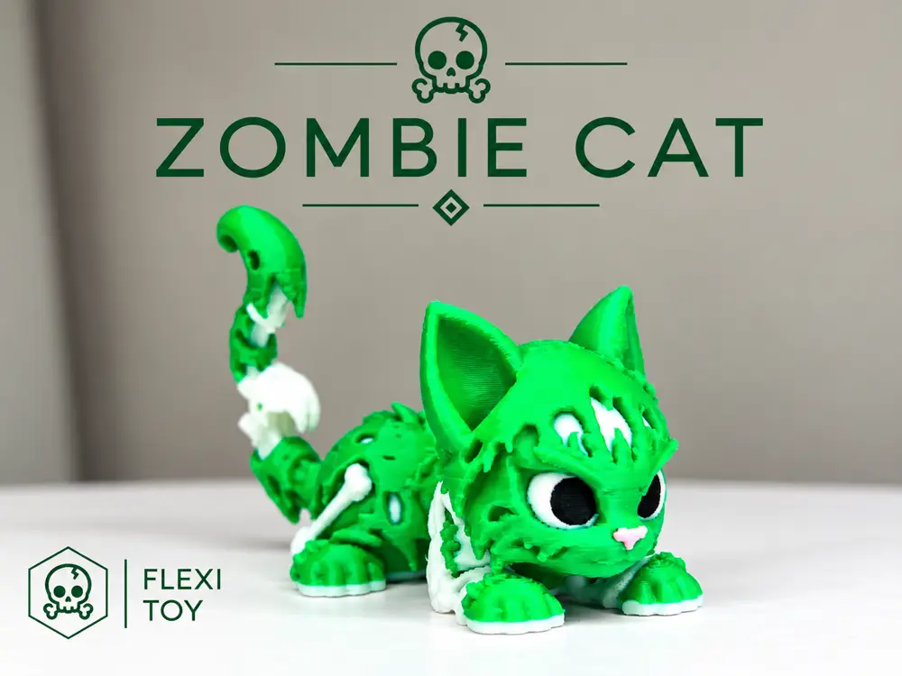 Zombie cat-cat flexible toy halloween cat articulated cat