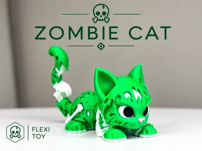 Zombie cat-cat flexible toy halloween cat articulated cat