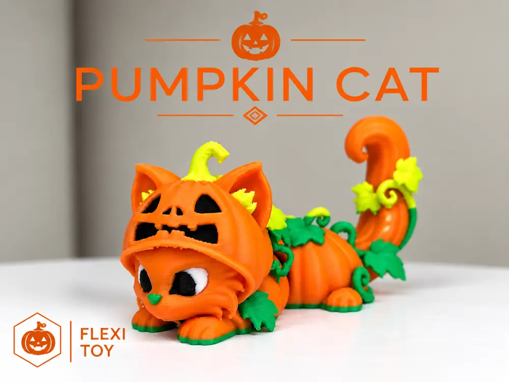 halloween pumpkin cat-cat flexi toy articulated cat