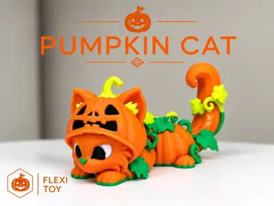 halloween pumpkin cat-cat flexi toy articulated cat