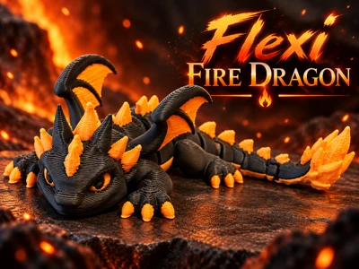 Flexi Fire dragon, Articulated cute mythical creature