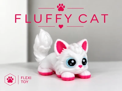 Fluffy cat-cat flexi toy articulated cat