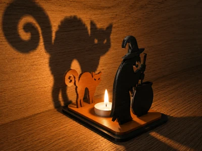 Magic Wizard Candle: Cat Shadow Projector