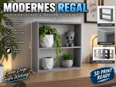 Modernes Doppel-Regal | 200 × 200 × 60 mm
