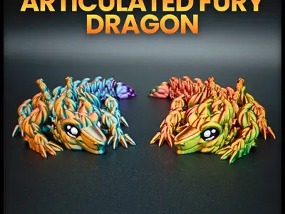 Articulated Fury Dragon - print in place - no supports - multicolor