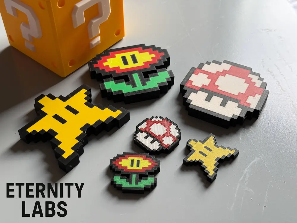 Mario 8-Bit Power Ups - For Print in Place Mario Question Box