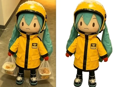 Q版《初音未来》Miku 美团外卖骑手 站姿手办 高24cm 已分件 多色打印 易上色