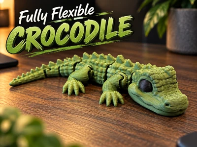 fully flexible cute crocodile, articulated animal