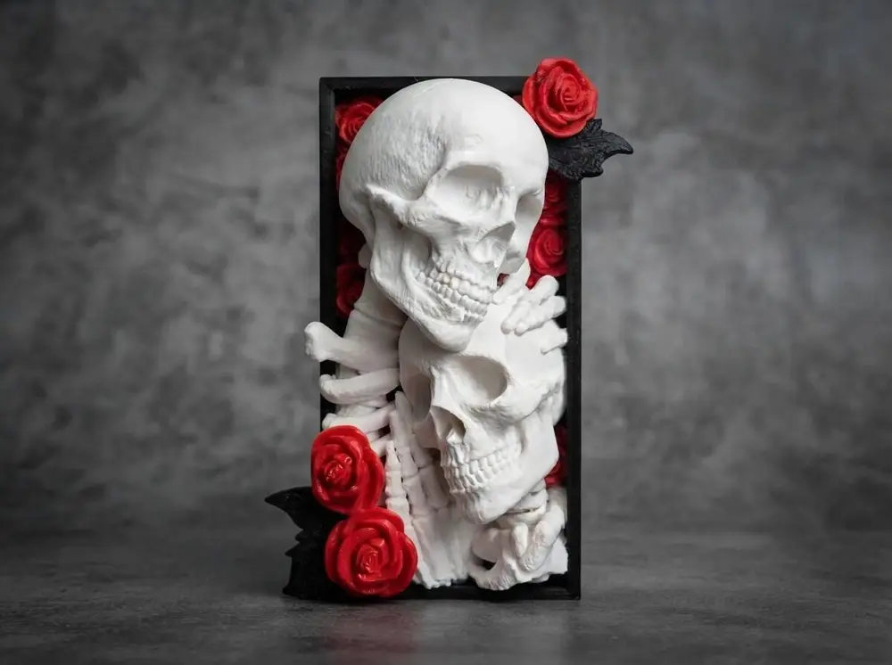 Skull and Roses Book Stand – Gothic Skeleton Bookend