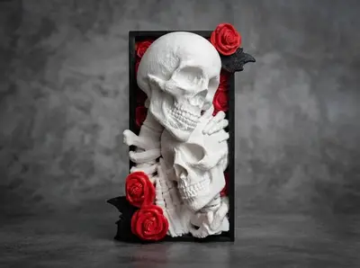 Skull and Roses Book Stand – Gothic Skeleton Bookend