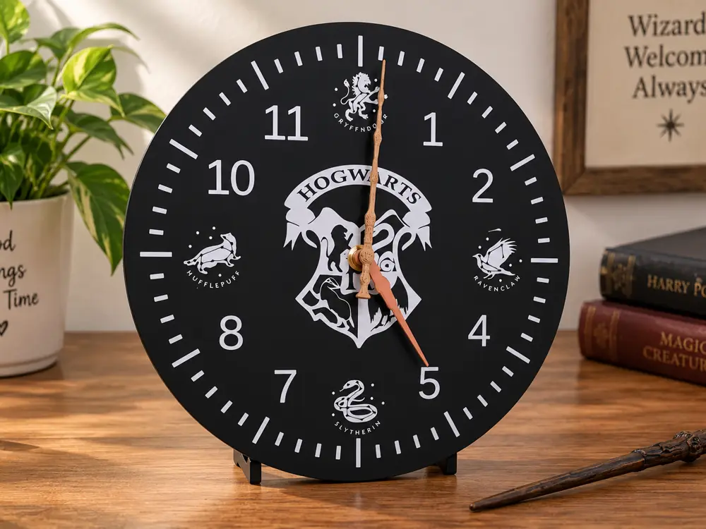 Clock with Wand Hands - Flat