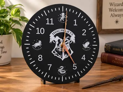 Clock with Wand Hands - Flat