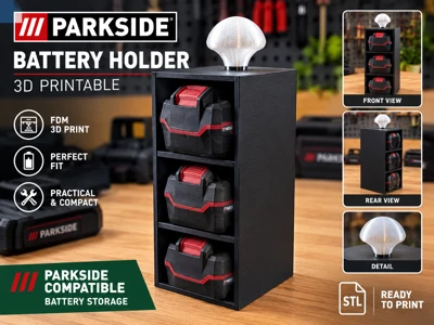 Portable 3-Slot Parkside X20V Battery Holder with Carrying Handle