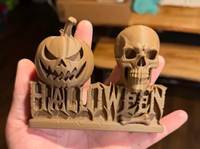 Halloween Pumpkin & Skull Sign Decor