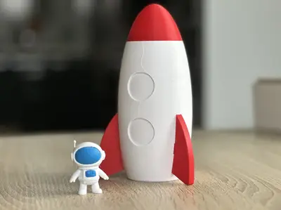 Spaceship kids box with astronaut
