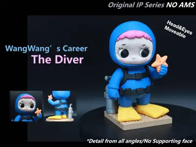 【潜水员望望】望望的职业系列-眼珠可动/头可动/超可爱的原创潮玩IP系列/全角度精致无支撑瑕疵