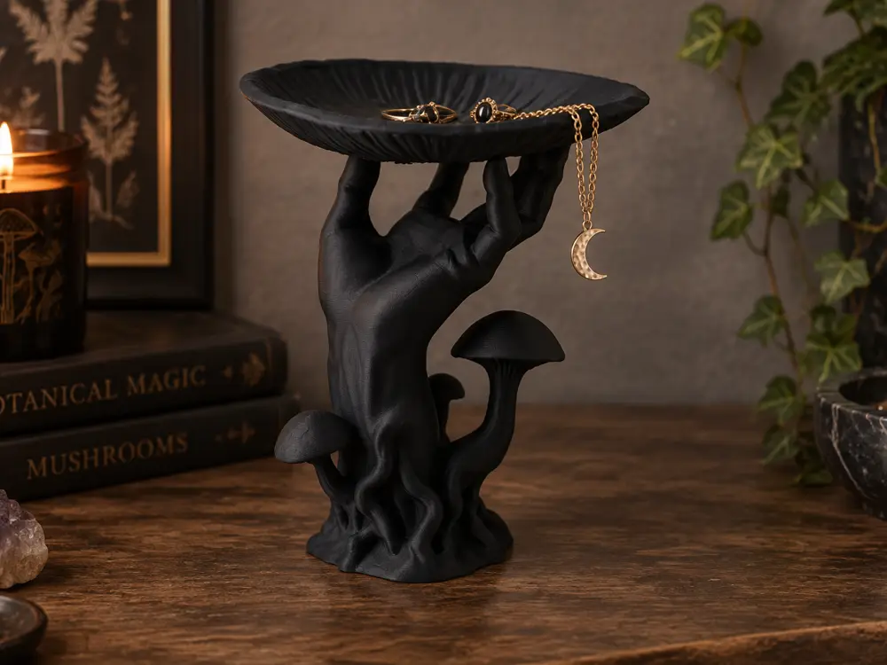 Mystic Hand Jewelry Stand – Mushroom Trinket Holder