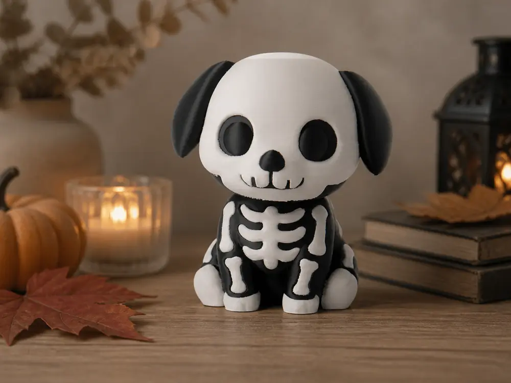 Skeleton Puppy Figurine – Cute Halloween Dog Decor