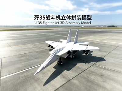 歼-35 舰载机 立体拼装模型 套卡风格 战斗机 飞机 大国重器 武器 益智 解压 儿童