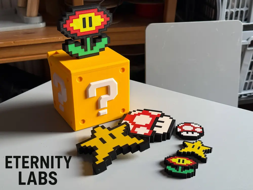 Print-in-Place Mario Question Box - Hinged Lid