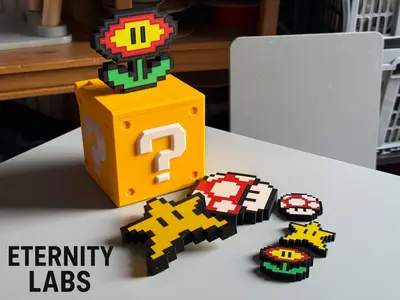 Print-in-Place Mario Question Box - Hinged Lid