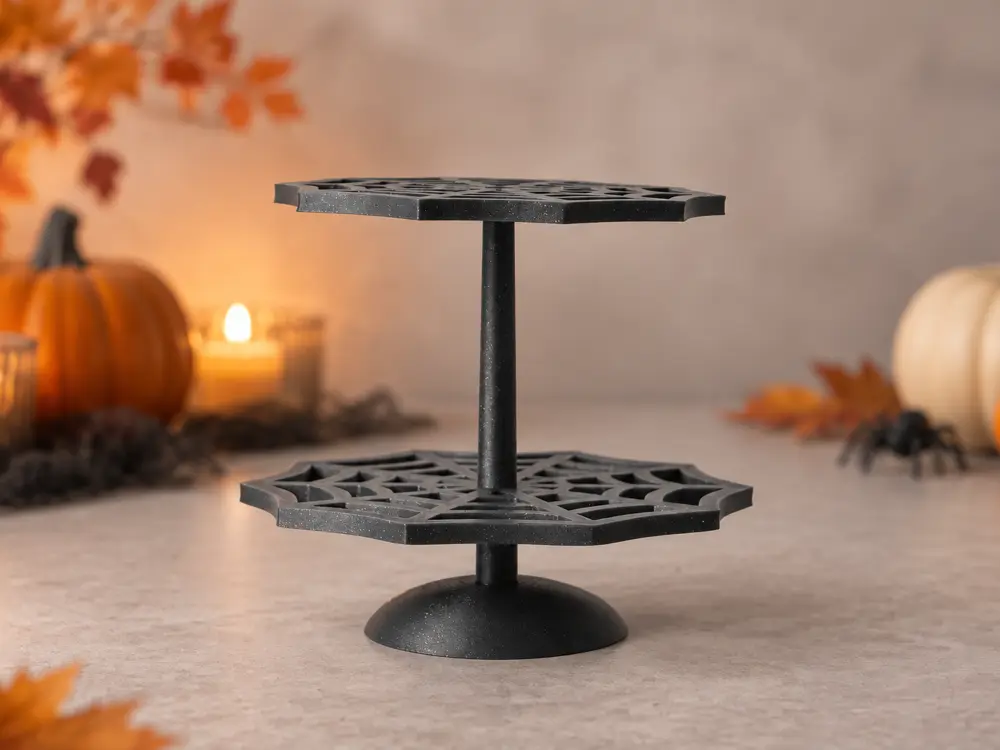 Spiderweb Two-Tier Treat Stand – Halloween Dessert Display