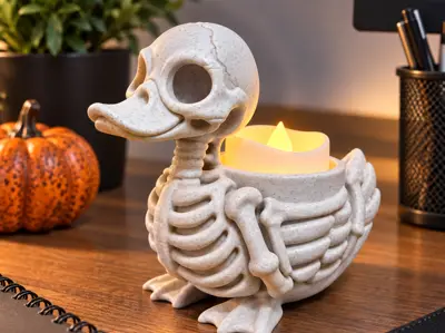 Skeleton Duck LED Tealight Holder – Halloween Bone Decor