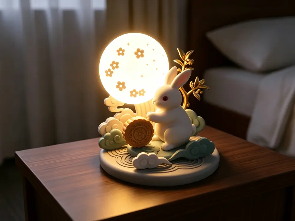 中秋赏月，月桂抱兔小夜灯
